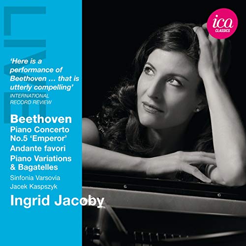 CD cover featuring pianist Ingrid Jacoby and text listing Beethoven works.