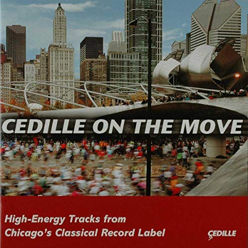 CD cover with a blurred cityscape and running crowd, titled "Cedille On The Move".