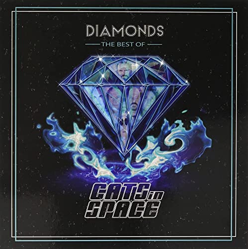 Album cover for Cats In Space’s “Diamonds” featuring a diamond with faces inside.