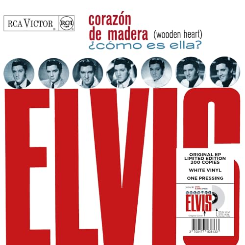Elvis Presley record cover with red lettering and black and white photos.