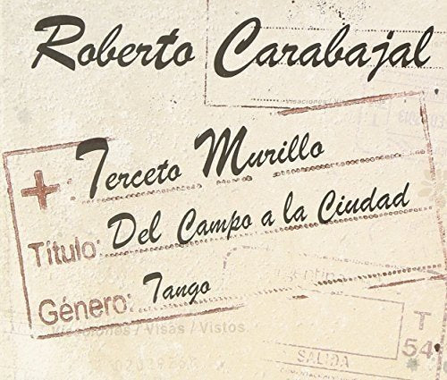 Close-up of CD cover with artist name "Roberto Carabajal" and text in Spanish.