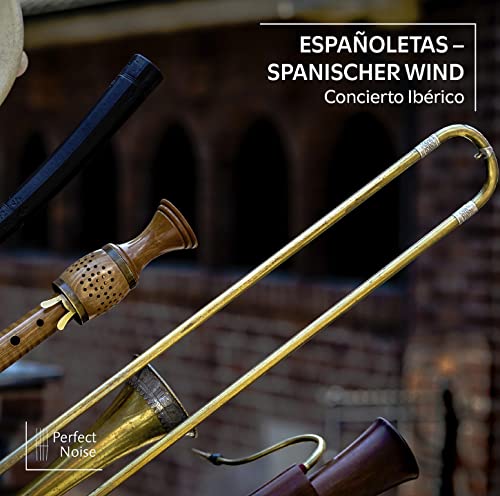 CD cover with a dulzaina, trombone, and blurred architectural background.