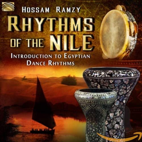 CD cover for "Rhythms of the Nile" featuring drums and a Nile scene.