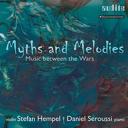 CD cover: abstract blue and red design, "Myths and Melodies" text.