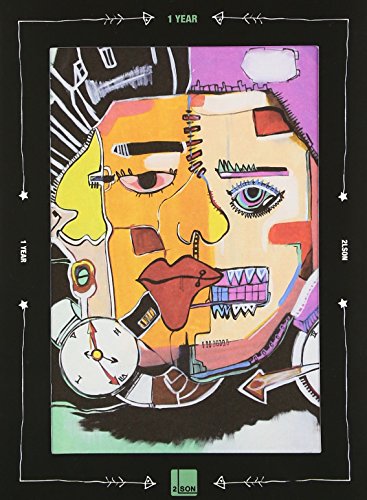 CD cover with colorful, abstract portrait and clock imagery.