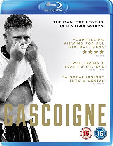 Blu-ray cover for "Gascoigne" documentary, featuring a portrait of Paul Gascoigne.