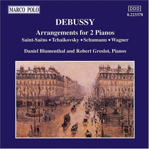 Debussy piano arrangements 2CD, cover depicts a Parisian street scene.
