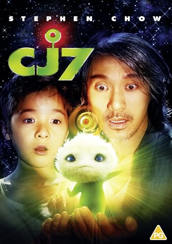 CJ7 DVD cover featuring Stephen Chow, a child, and a small alien creature.