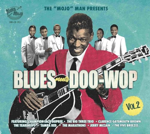 CD cover: vintage-style illustration of musicians with guitar, text "Blues meets Doo-Wop Vol. 2".