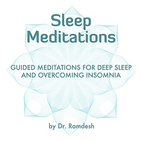 CD cover for “Sleep Meditations” by Dr. Ramdesh, with blue floral design.