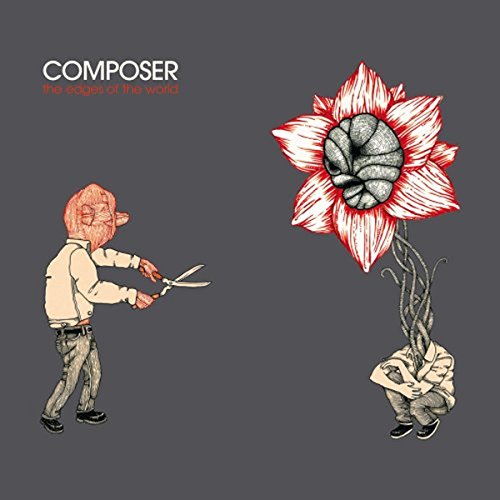 CD cover: sketched figures with a flower and scissors, red and grey.
