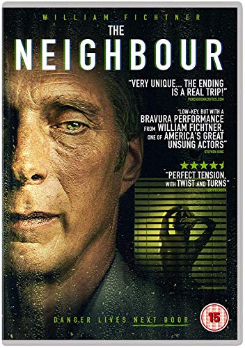 DVD cover for "The Neighbour" featuring a man's face and window bars.