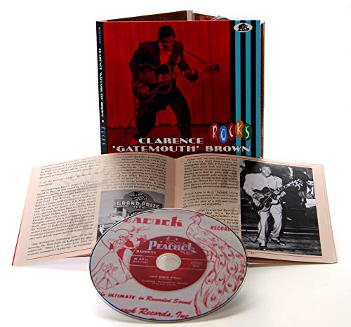 Clarence “Gatemouth” Brown’s “Rocks” CD open with booklet and disc visible.
