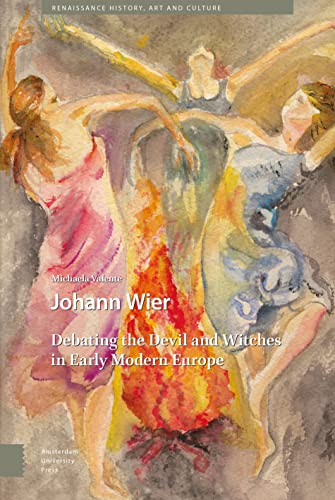 Book cover: "Johann Wier" with watercolor painting of figures.