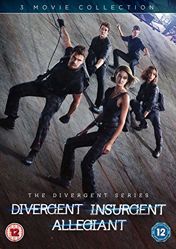 DVD cover for "Divergent" series featuring six actors in dark clothing.