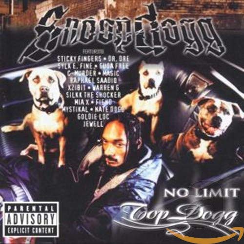 Snoop Dogg album cover featuring dogs and a lowrider car.
