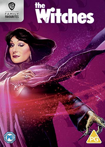 DVD cover for "The Witches" featuring Anjelica Huston as a witch.