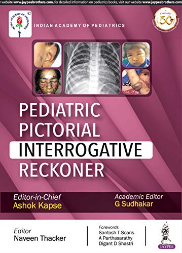 Book cover: "Pediatric Pictorial Interrogative Reckoner" with medical images.