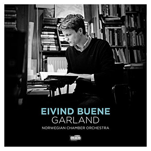 Black and white portrait of Eivind Buene with sheet music, album title text.