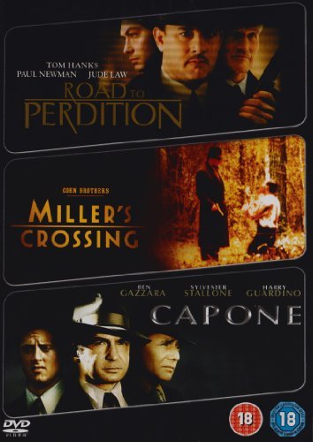 DVD cover featuring posters for the films Road to Perdition, Miller's Crossing, and Capone.
