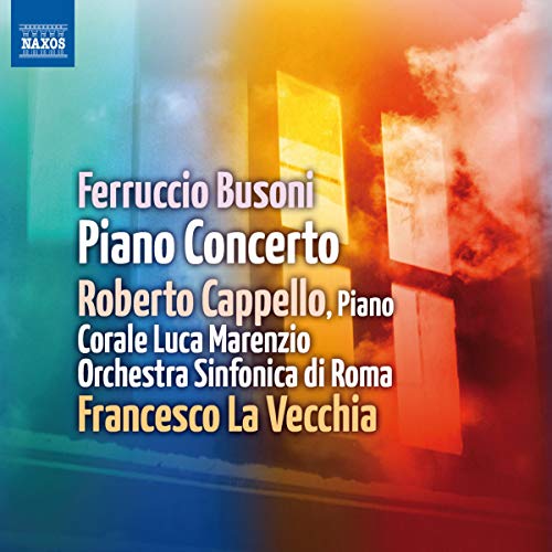 CD cover for Busoni’s Piano Concerto, abstract colorful design.