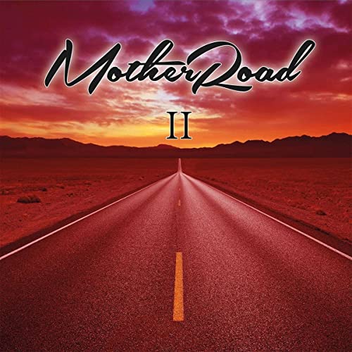 CD cover: desert highway receding to mountains under a red sky.
