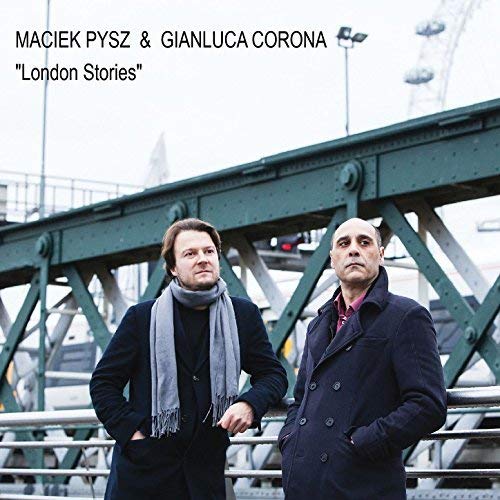 CD cover featuring two men and a blurred London bridge structure.