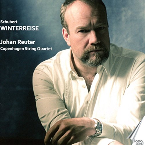 CD cover featuring a portrait of Johan Reuter, with text “Winterreise”.