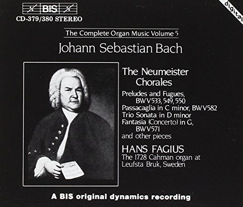 CD cover for Johann Sebastian Bach’s organ music, featuring a portrait.