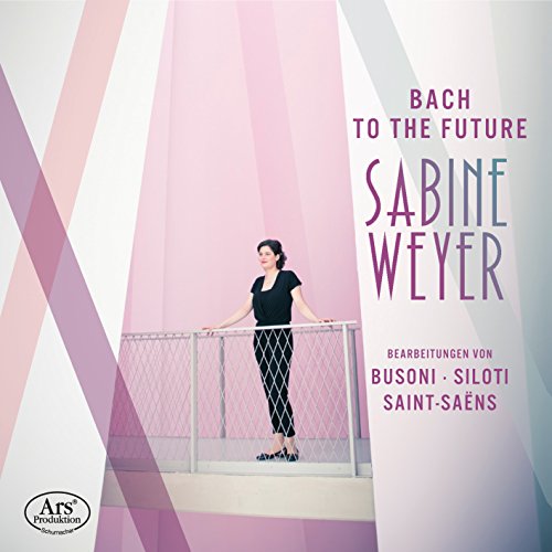 CD cover: pianist Sabine Weyer with abstract pink and white design.