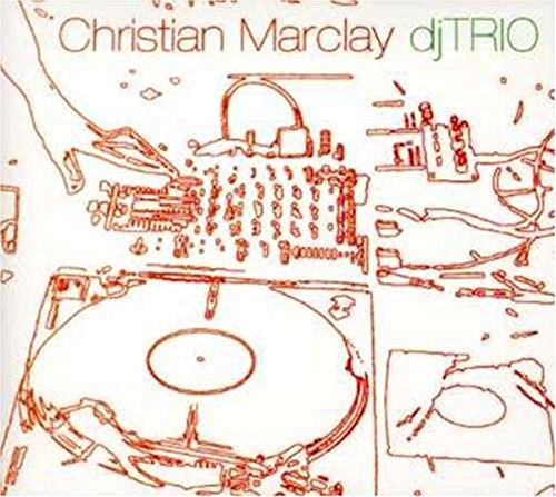 CD cover for Christian Marclay’s “djTRIO” with sketched turntables.