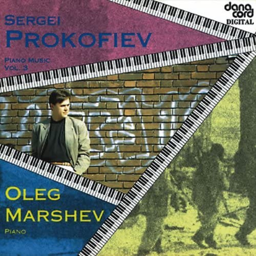 CD cover: pianist Oleg Marshev, piano keys, and brick wall background.