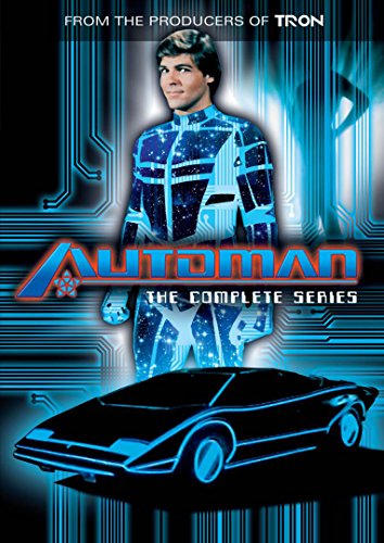 Automan" DVD cover featuring a man in a futuristic suit and a car.