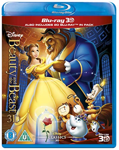 Beauty and the Beast Blu-ray cover featuring Belle and the Beast dancing.