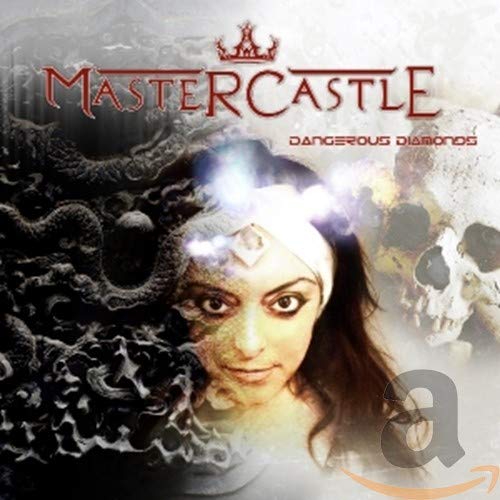 CD cover for Mastercastle’s “Dangerous Diamonds” featuring a woman’s face and skulls.