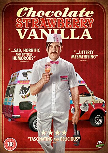 Blu-ray cover for "Chocolate Strawberry Vanilla" featuring a man with an ice cream truck.