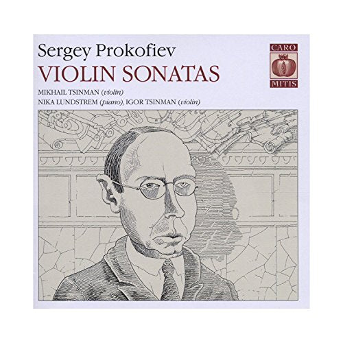 CD cover for Prokofiev’s Violin Sonatas featuring a portrait sketch.