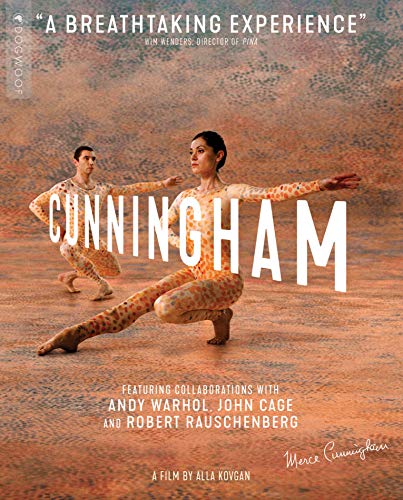 Cunningham" Blu-ray cover featuring two dancers in a sandy landscape.