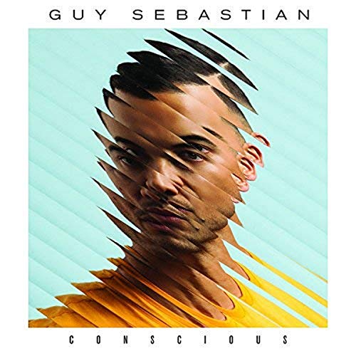 CD cover for Guy Sebastian’s “Conscious” featuring a fragmented portrait.