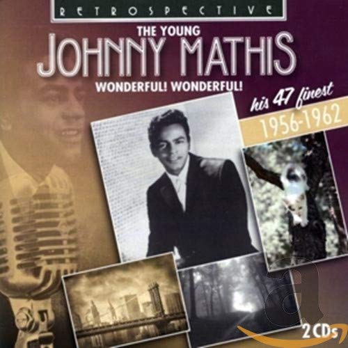 CD cover for Johnny Mathis’ “Wonderful! Wonderful!” featuring vintage photos.