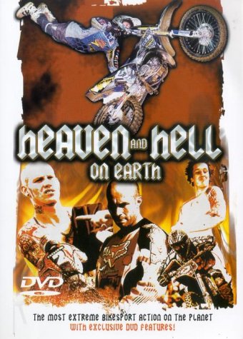 DVD cover featuring motocross riders performing stunts, titled "Heaven And Hell On Earth.