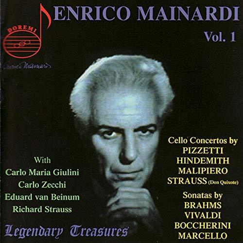 CD cover featuring a portrait of Enrico Mainardi, cellist, with track listing.