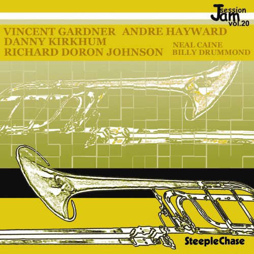 CD cover for "Jam Session Vol. 20" featuring trombone illustrations.