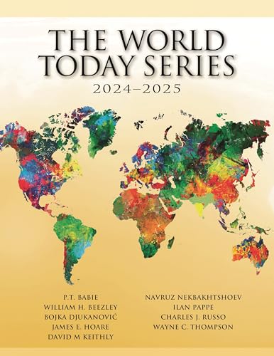 Book cover titled The World Today Series 2024-2025 featuring a colorful abstract world map.