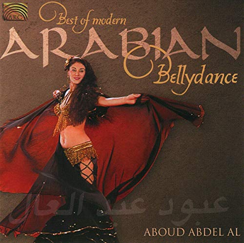 CD cover featuring a belly dancer in a red shawl, Arabic text.