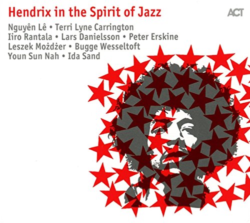 CD cover: Jimi Hendrix portrait composed of red and gray stars.