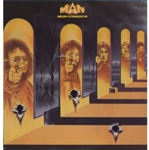 Album cover: men with guns in orange frames, bullet holes.