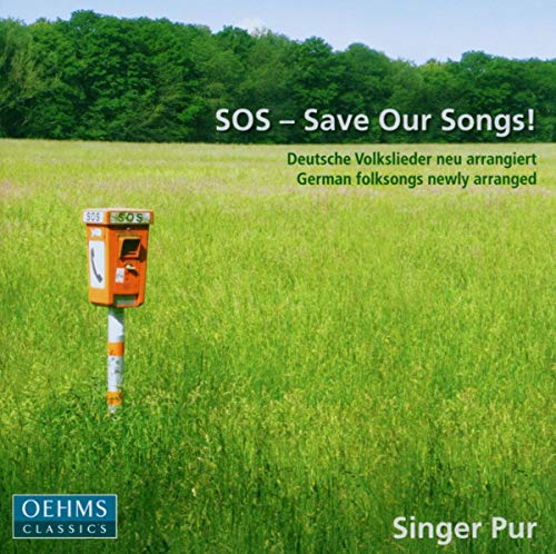 CD cover: orange SOS box in a green field, text "SOS - Save Our Songs!".