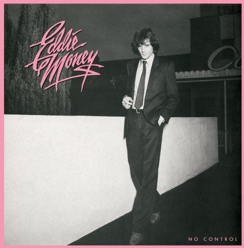 Eddie Money album cover, black and white photo of artist in suit.