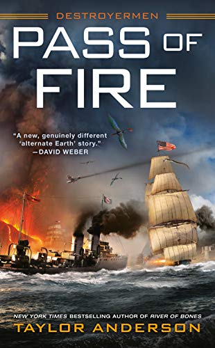Book cover: ships at sea with a volcanic eruption in background.